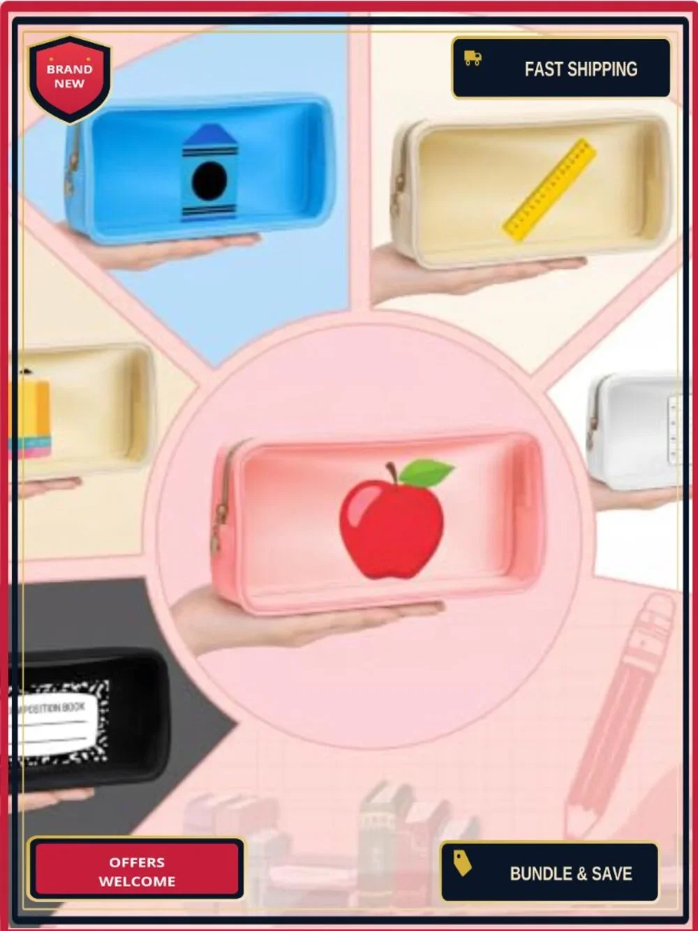 Clear PVC Zipper Pouch Set for Teachers Makeup Bags Bulk